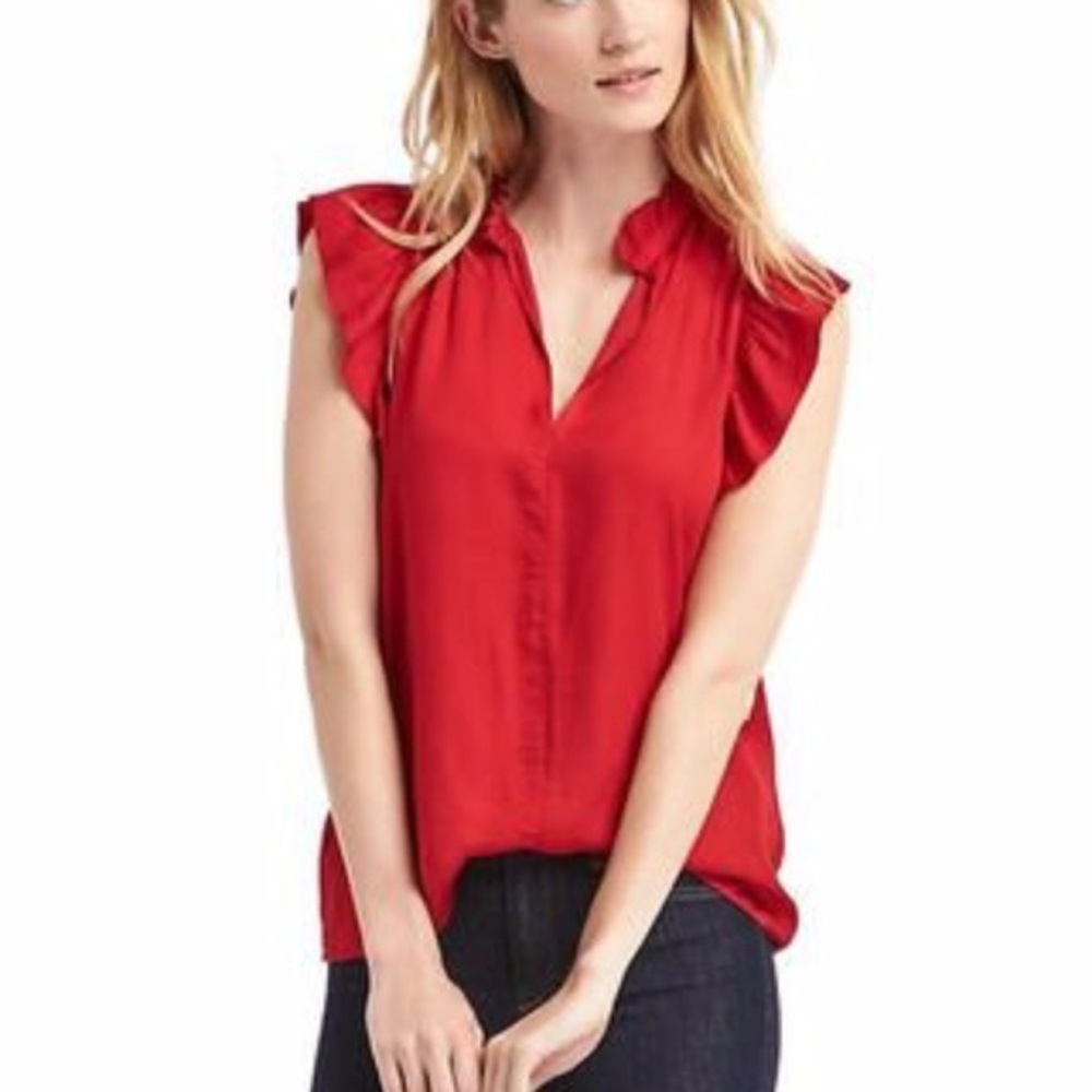 Gap Ruffle Key Hole Blouse